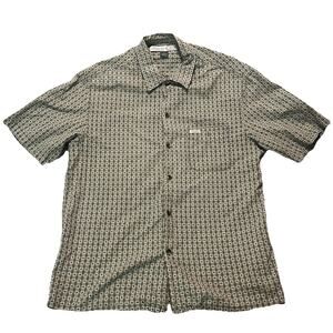 Guess Jeans Button-Up Shirt Mens XL Olive Geometric Vintage Made in USA Cotton